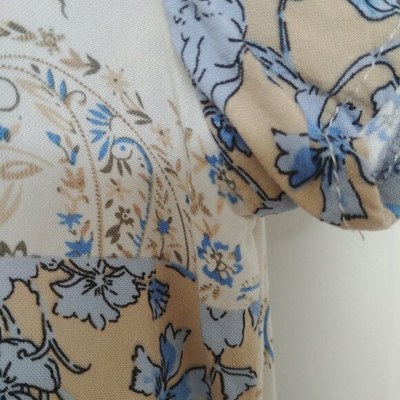 4/$20 Soya Concept Denmark blue cream patchwork look soft blouse top XS - Picture 4 of 14